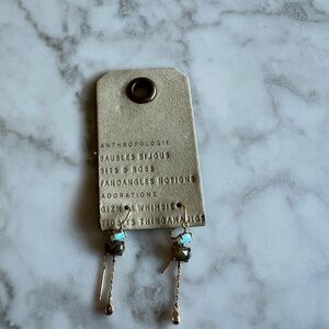 Anthropologie Gold and Green Dangle Earrings
